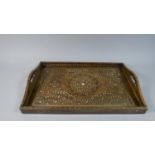 A Late 19th Century Hoshiarpur Tray. Rosewood with Intricate Ivory Inlay, The Underside with a Paper