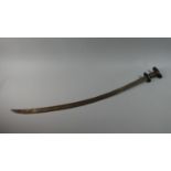 A 19th Century Ethiopian Sword or Shotel with Curved Blade and Horn Handle, 96cms Long