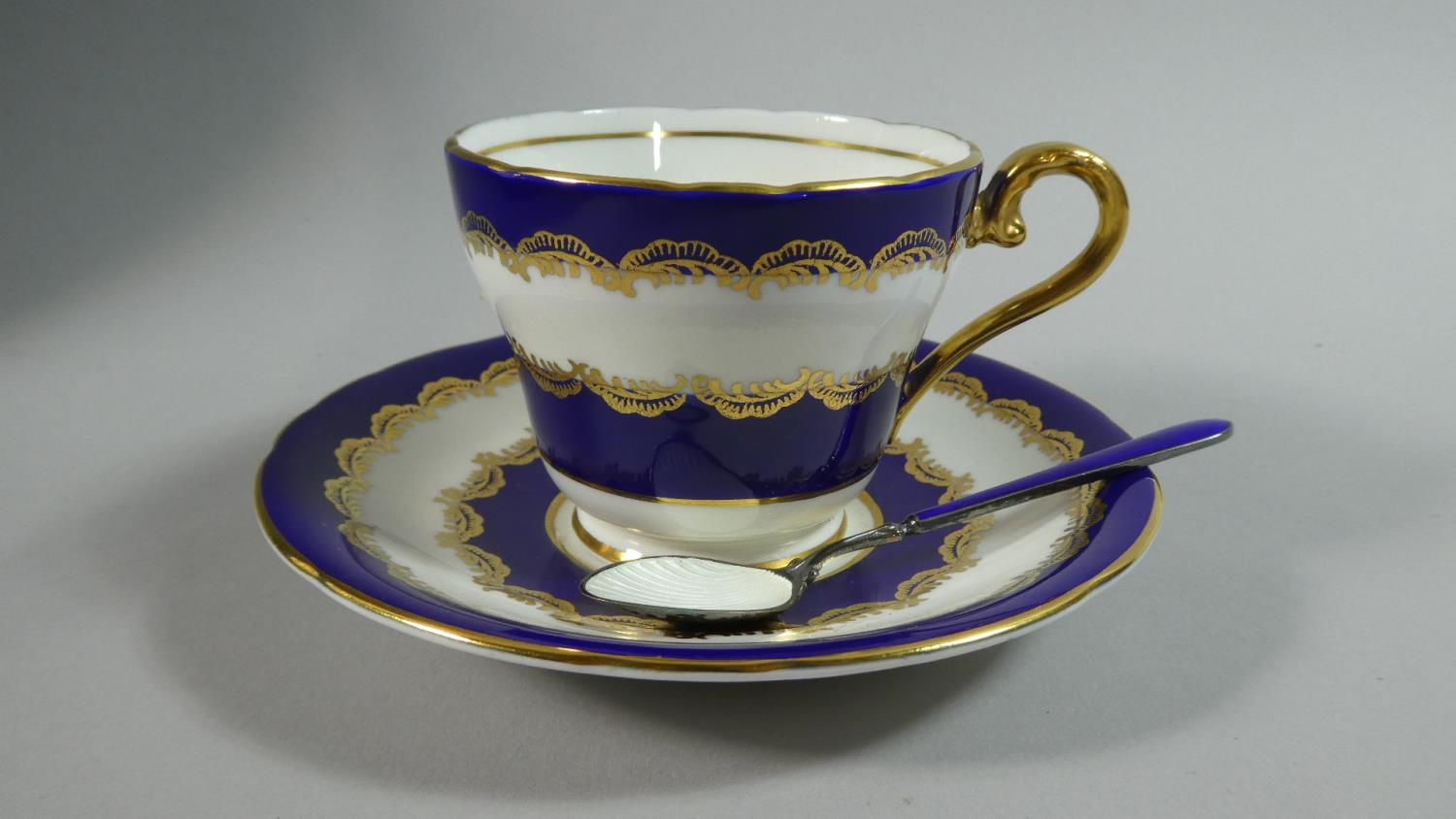 A Cased Coffee Set Comprising Six Cup and Saucers having Blue and Gilt Decoration with Six - Image 2 of 5