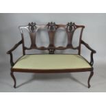 A Reproduction Mahogany Framed Salon Settee on Cabriole Front Supports, 122cms Wide.