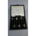 A Set of Six Cased Silver Coffee Spoons, Birmingham 1954