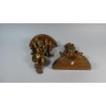 A Pair of Gilded Cast Resin Figural Sconces with Cherub Supports, 28cm High