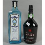 A 1lt Bottle of Bombay Sapphire Gin Together with a Bottle of Marks and Spencer Port