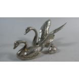 A Collection of Three Silver Plated Swan Group Figures