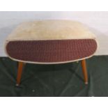 A 1960's Corduroy Upholstered Lift Top Stool on Tapering Turned Legs, 56cm Wide