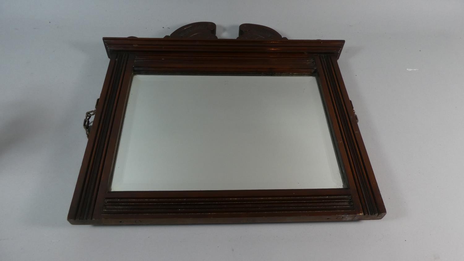 An Edwardian Mahogany Framed Wall Mirror with Swan Neck Cornice, 47cm Wide