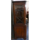 A Mahogany Double Free Standing Astragal Glazed Corner Cabinet