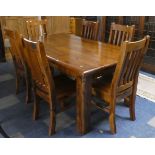 A Vietnamese Plantation Pine Kitchen Dining Table and Six Chairs, Table 180x104cms