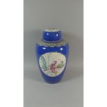 A Good Quality Chinese Vase and Cover Decorated in Powder Blue and with Multicoloured Cartouches