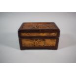 A Chinese Camphor Box with Carved Decoration Depicting Figures and Landscape 15cm Wide x 8.5cm High