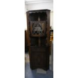 A Double Free Standing Oak Corner Cabinet with Glazed Top Section, 76cms wide