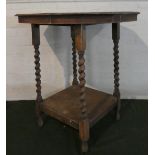 An Edwardian Oak Octagonal Topped Occasional Table on Barley Twist Supports, 73cms Diameter