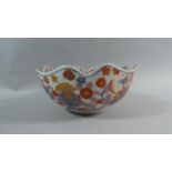 An Oriental Imari Pallette Footed Bowl, Red Character Marks to Base, 19cm Diameter and 8.5cm high