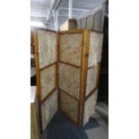 A Pine Framed 1960s Three Fold Screen