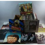 A Box Containing Approx 100LP Records, Led Zeppelin x3, Black Sabbath, Queen x3, Beatles, Thin