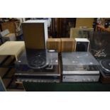 Two Vintage Record Players, Vintage Music Centre and Four Speakers, Untested.