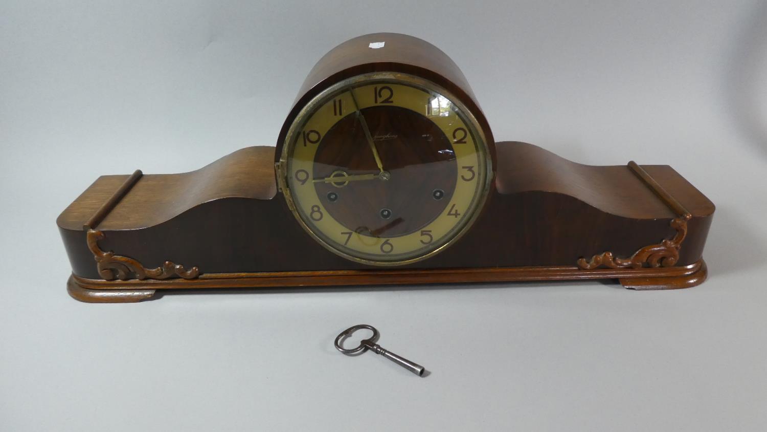 A Mid 20th Century Walnut Cased Junghans Westminster Chime Mantle Clock, 66cm Wide