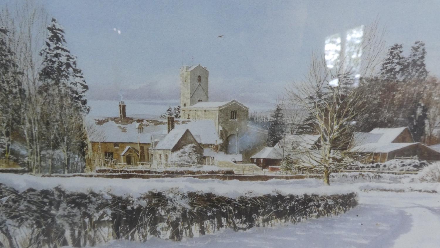 A Framed Limited Edition Alan Ingham Print Depicting Winter Village Scene, 59cm Wide - Image 2 of 5