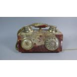 A Vintage Onyx Telephone/Clock, 28.5cm Wide