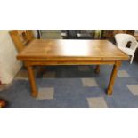 A Modern Drawer Leaf Dining Table with Turned Support, Inlaid Top, 160cm Long (When Closed)