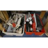 Two Boxes Containing Various Door Locks, Door Handles, Finger Plates etc