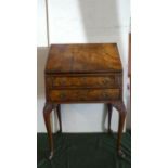 An Edwardian Walnut Fall Front Bureau with Fitted Interior and Two Base Drawers on Cabriole Legs