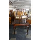 A Mid 20th Century Mahogany Drawer Leaf Dining Table on Cabriole Legs Together with Two Mahogany