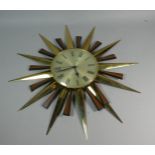 A Mid 20th Century Metamec Starburst Wall Clock, One Ray AF, Battery Movement, 59cm Diameter