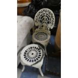 A Painted Cast Metal Chair and Chair Base