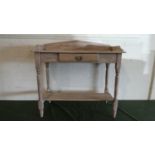 A Painted Pine Galleried Washstand with Single Drawer and Stretcher Shelf, 91cm Wide