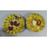 A Pair of French Majolica Dessert Plates by Sarreguemines, Each 19cm Diameter