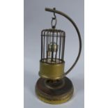 A German Brass and Iron Novelty Birdcage Clock Suspended from Crescent Shaped Hanger with Circular