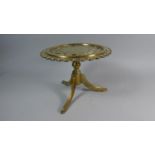 A Heavy Pierced Brass Circular Kettle Stand with Tripod Support, 27cm Diameter