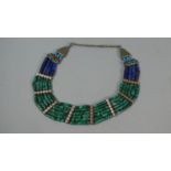 A Malachite, Turquoise and Lapis Lazuli Necklace, Stamped 925