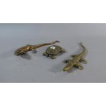 A Bronze Study of a Lizard, Brass Crocodile and a Brass Turtle Box