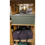A Cantilevered Tool Box Containing Spanners and Canvas Bag containing Other Workshop Tools