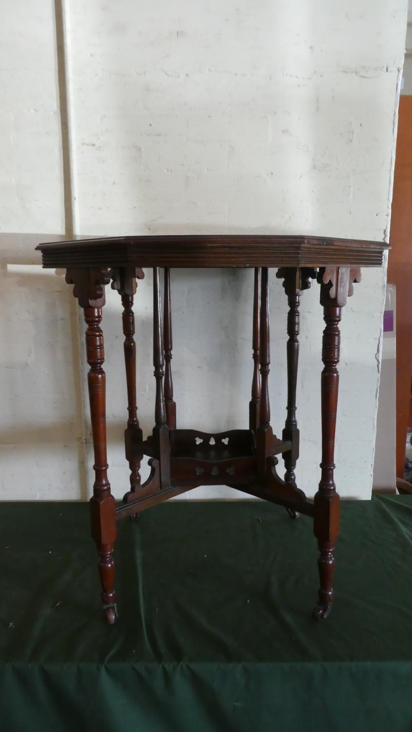 An Edwardian Mahogany Octagonal Occasional Table with Galleried Stretcher Shelf, 72cm Wide