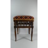 A Late 19th Century Mahogany Framed Upholstered Rectangular Stool with Turned Supports and Spindles,