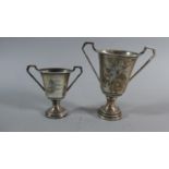 Two Small Silver Two Handled Trophies, 79.9g Total Weight