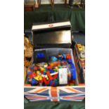 A Box Containing Various Lego, Mega Bloks etc