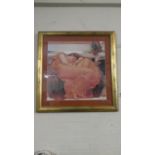 A Large Gilt Framed Print of a Sleeping Classical Maiden, 92cm Wide