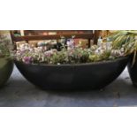 A Blue Glazed Oval Patio Planter, 86cm Long