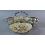 An Edwardian Silver Plated Continental Strawberry and Cream Set with Two Ceramic Bowls, One AF, 26cm