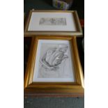 Two Framed Prints of Topless Girl
