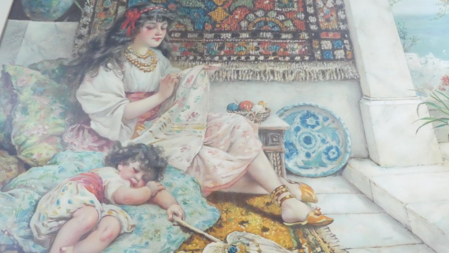 A Large Gilt Framed Coloured Print Depicting Mother Watching Over Sleeping Child, 57cm Wide - Image 2 of 2