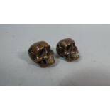 A Small Pair of Bronze Studies of Skulls