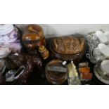 A Treacle Glazed Portmeirion Game Pot, Doulton Tobacco Pot, Novelty Biscuit Barrel, German Bear