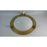 A Reproduction Wall Mounting Brass Framed Porthole Style Mirror, 47cm Diameter