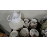 A Tray Containing Various Teawares to Include Royal Albert Memory Lane Teapot, Paragon Tea Cups