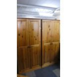A Pair of Pine Double Wardrobes, Each 81cm Wide